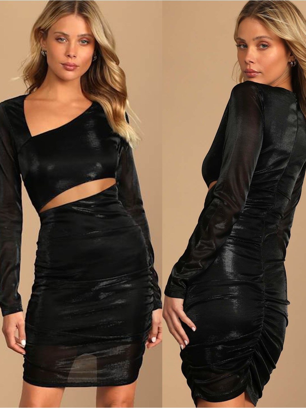 Lulus | Night at the Club Black Metallic Cutout Bodycon Mini Dress